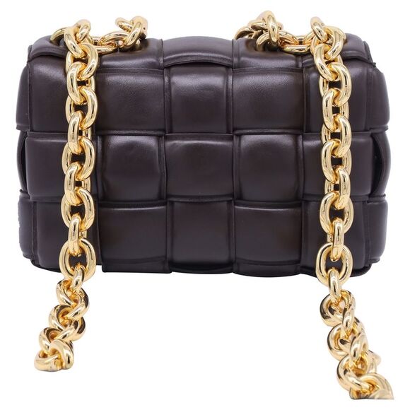 Bottega Veneta Cassette Chain Shoulder Bag in Dark Brown Lamb Leather - Picture 4 of 12